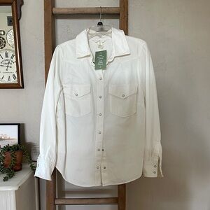 H&M Cream thick twill snap button down Shirt NWT size large
